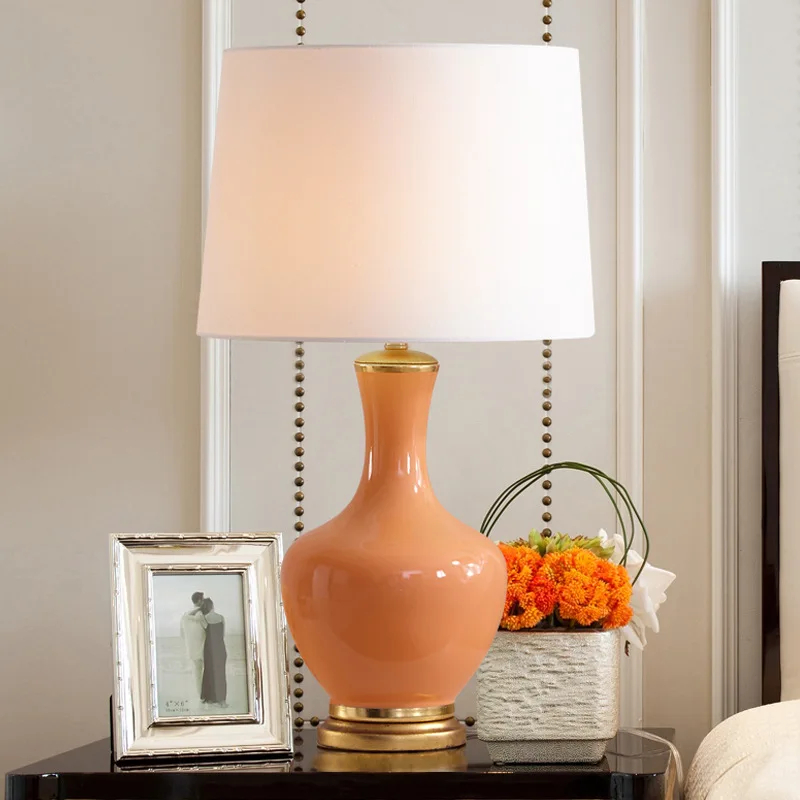

Бесплатная доставка, современная керамическая настольная лампа, прикроватная лампа для гостиной, простая Европейская декоративная настол...