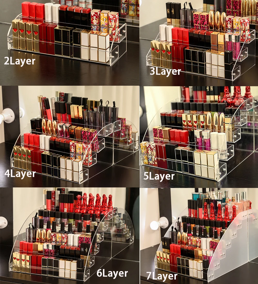 

Acrylic Makeup box Nail Polish Storage Organizer 2/3/4/5/6/7/8 Layer Rack jewelry Display Stand Storage Box