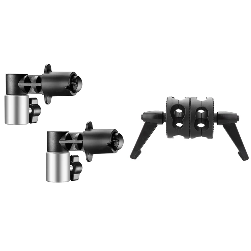

2 Pcs Photography Background And Reflector Disc Holder Clip & 1 Pcs Grip Head C-Type Head Turntable Mounting Adapter