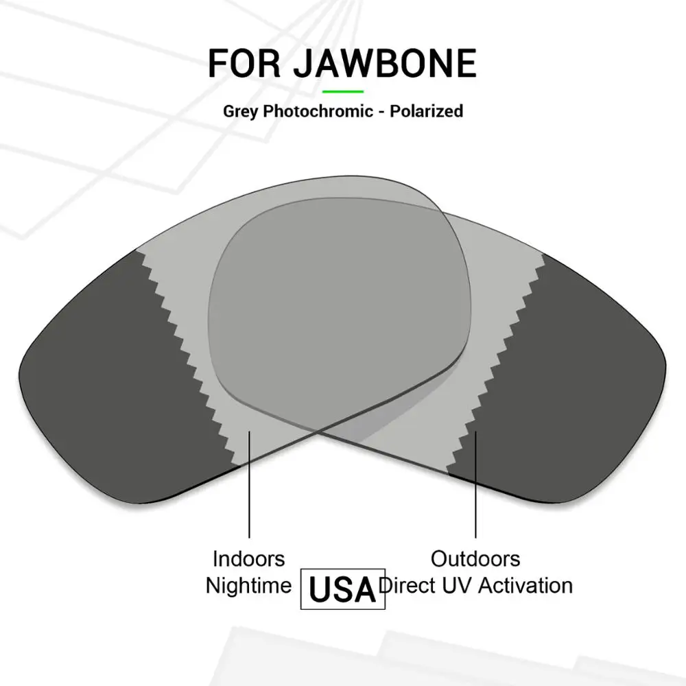 

Mryok POLARIZED Replacement Lenses (from USA) for Oakley Jawbone Sunglasses Grey Photochromic