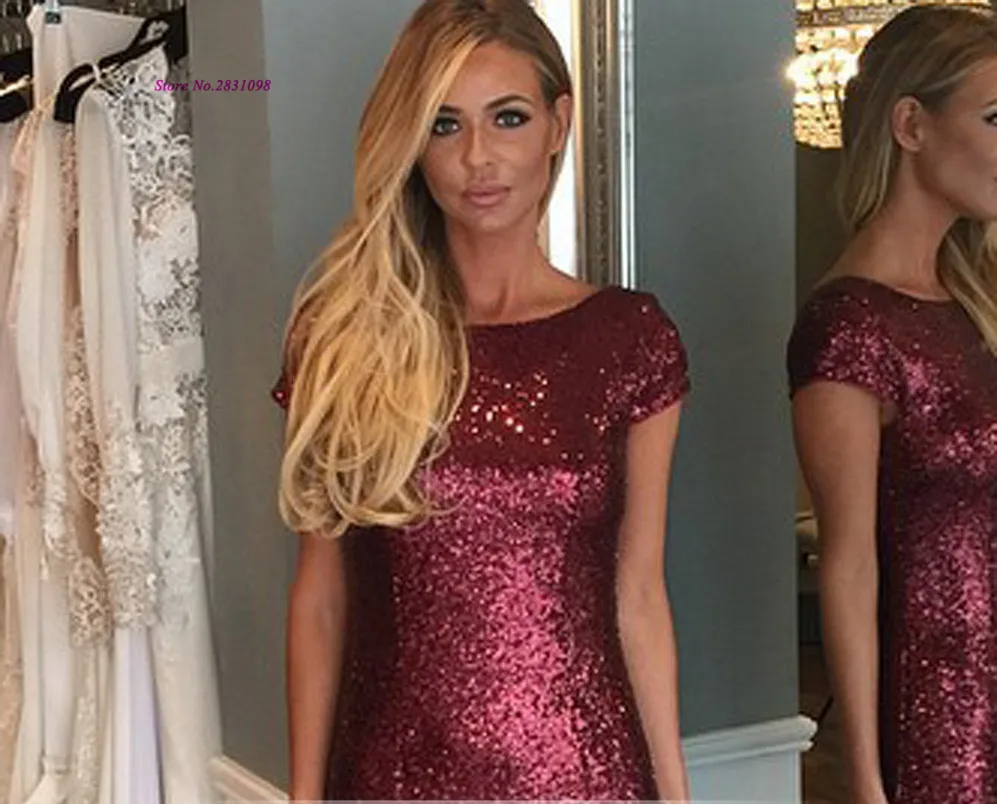 Женское вечернее платье-русалка Бордовое платье с блестками длинным рукавом и
