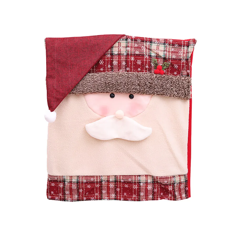 Чехлы на стулья с вышивкой для кухонного стола Санта Клаус снеговик защитный