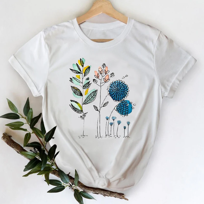 

T-shirts Women 2021 Floral Pineapple Fruit Spring Summer Clothes Printing Graphic Tshirt Top Lady Print Female Tee T-Shirt