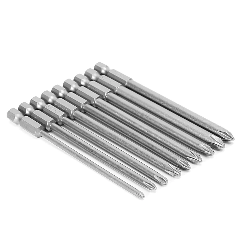 

9 Pcs 1/4'' 100mm S2 Magnetic Hex Cross Head PH1 PH2 Electric Screwdriver Bit