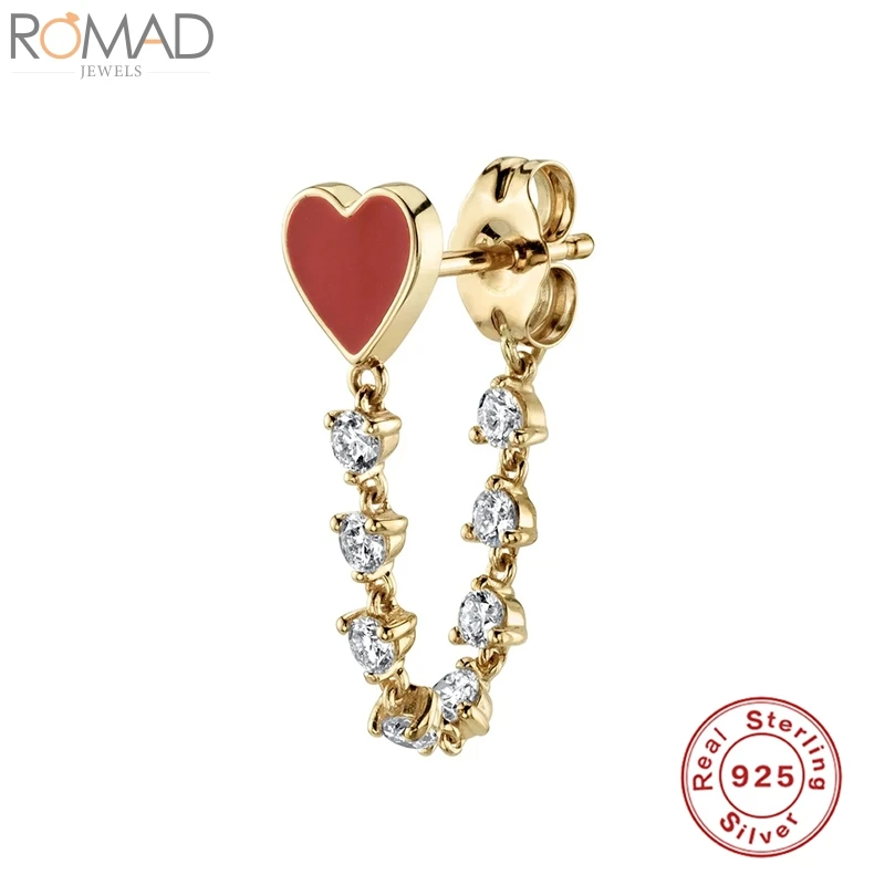 ROMAD 925 Висячие серьги из серебра пробы для женщин Циркон Инс Любовь Романтические