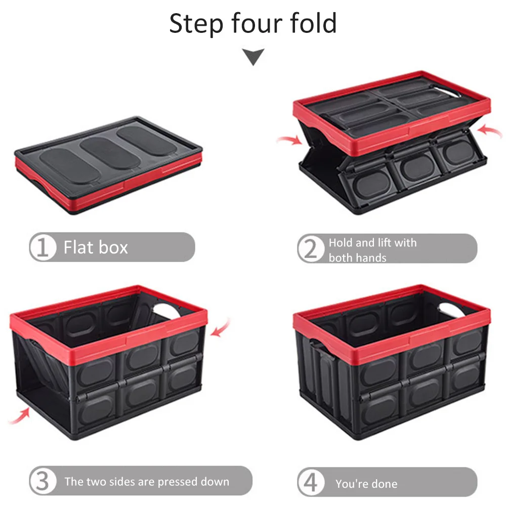 

Multifunctional Car Trunk Folding Storage Box With High Capacity Foldable Travel Folding Storage Trunk Box Trunk Organizer Tool
