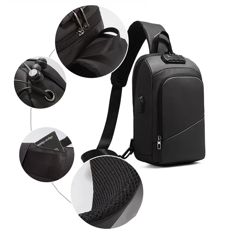 

Men's Messenger Bag Multifunctional Waterproof Chest Bag Scratch-Resistant Shoulder Bag Outdoor Sports Mobile Phone Bag