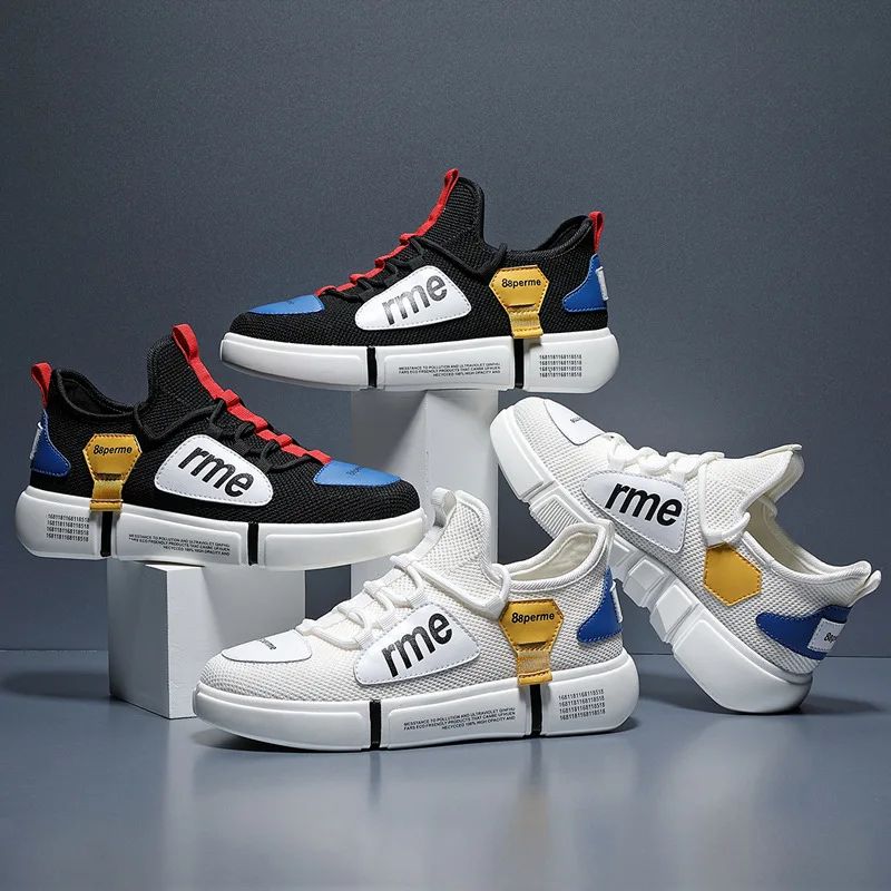 

Leisure students Korean version of the bean bean men's shoes letters fly weave outdoor running shoes tide shoes four seasons