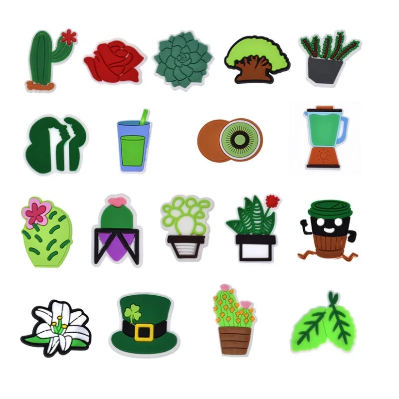 

100 шт./лот Симпатичные Зеленые Подвески из ПВХ для обуви, пряжка, аксессуары для обуви, Мультяшные украшения, подходят для Croc, подвески JIBZ, под...