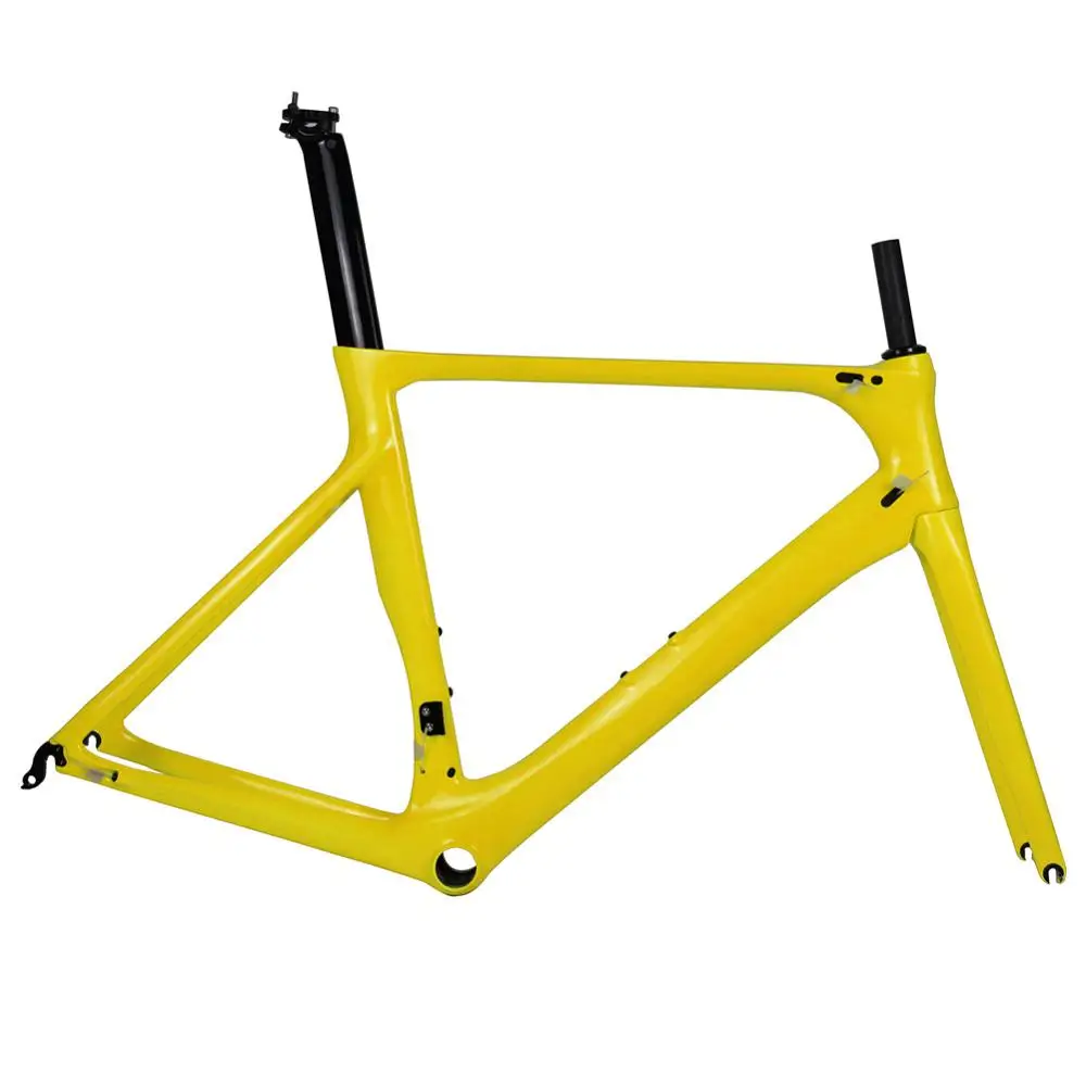 Yellow Glossy Spcycle T1000 руль полностью из углеродного волокна, шоссейный велосипед рама 700C шоссейные углеродного волокна шоссейный велосипед из углеродного комплект BB86 Размеры 50/53/56 см - Цвет: Yellow Glossy
