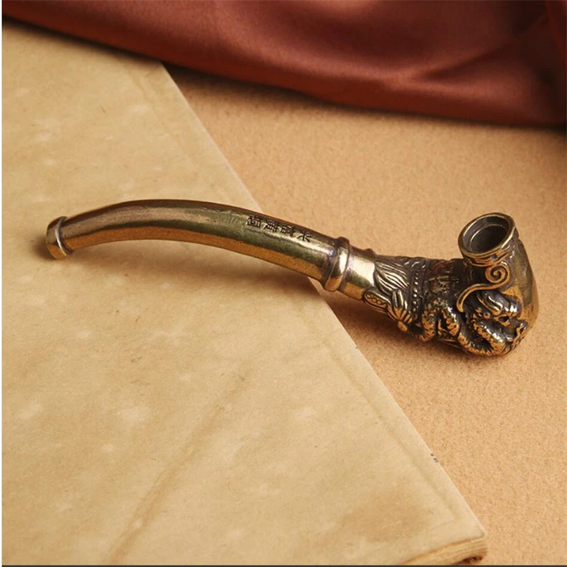 Винтажная латунная курительная трубка изысканный китайский старый антиквариат