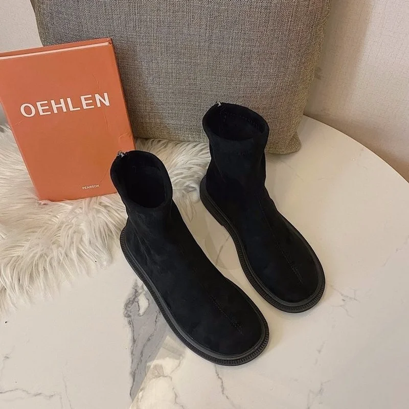 

Women's Network Explosion Models Thin Boots Women's Autumn and Winter New Zipper Martin Boots British Single Velvet Two