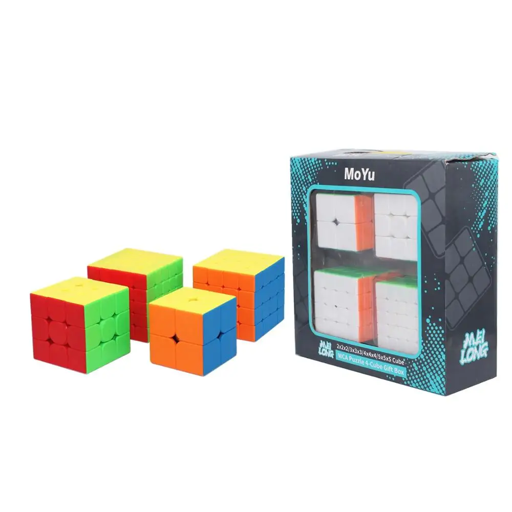 MoYu Meilong 4 в 1 подарочная коробка 2x2 3x3x3 4x4x4 5x5x5 кубик рубика волшебный рубик Moyu неокуб