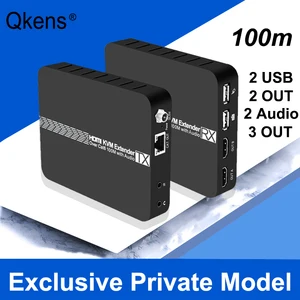 4k hdmi kvm extender hdmi repeater 100m over rj45 cat6 network lan ethernet cable support usb keyboard mouse 3 monitors display free global shipping