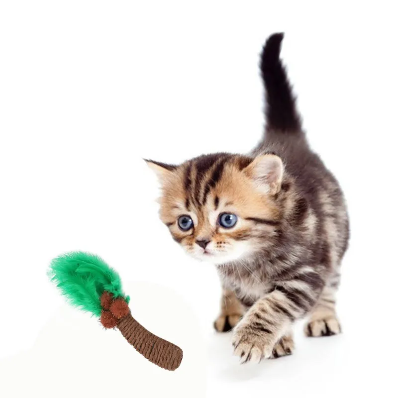 Pet Playing Toy Coconut Tree-shaped Grinding Claw For Cats Paper Rope Woven Trunk And Feather Leaves New | Дом и сад