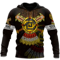 mexico aztec sun stone aztec weapon 3dprinted custom name casual hoodie spring unisex zipper pullover menwomens sweatshirt