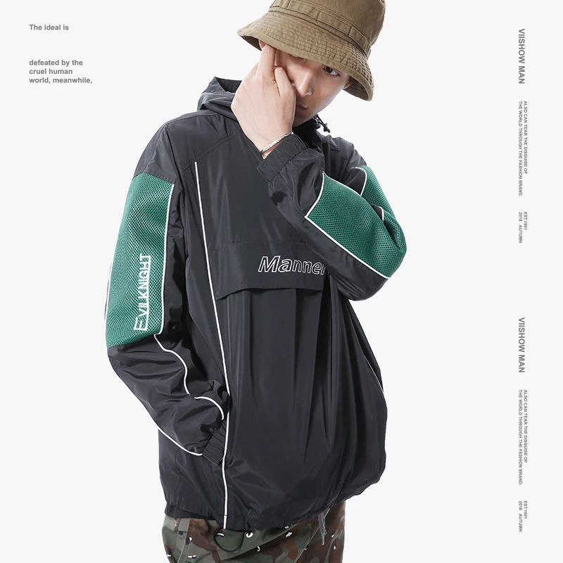 VIISHOW осенние куртки для мужчин брендовая одежда сетки Лоскутная модная куртка