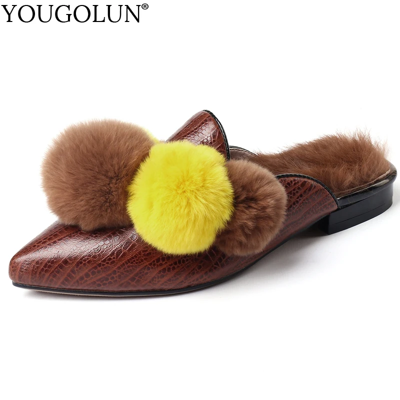 Уличные тапочки Женская Весенняя обувь из натуральной коровьей кожи модная