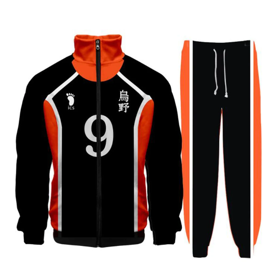 

Haikyuu Cosplay костюм школьной волейбольной команды (Karasuno High School Volleyball команда мужская куртка пальто и длинные брюки спортивный костюм спортивна...