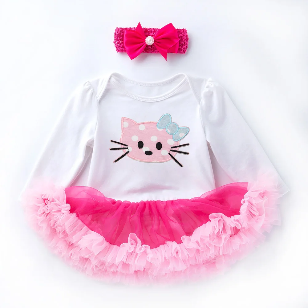 Высококачественная хлопковая одежда для новорожденных 1 год платье комбинезон