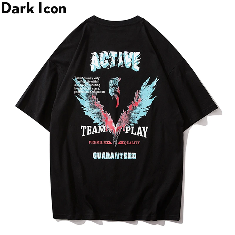 Футболка в стиле хип хоп Dark Icon хлопковая с вырезом лодочкой для мужчин и женщин на