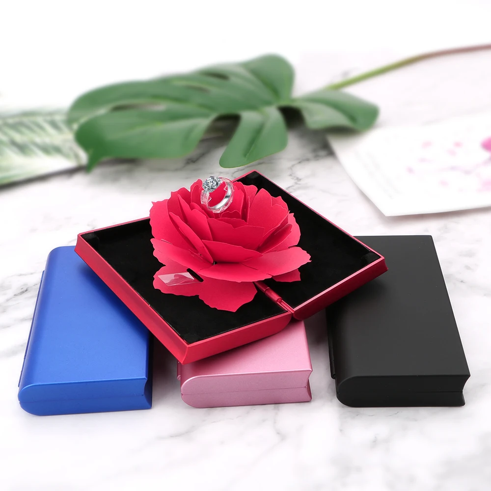 

Jewelry Creative Gift 1pcs For Women Jewelry Display Boxes Valentine's Day Wedding Foldable Rose Ring Box Gift Box For Rings
