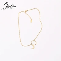 joolim jewelry pvd gold finish symple star moon pendant necklace stylish stainless steel necklace