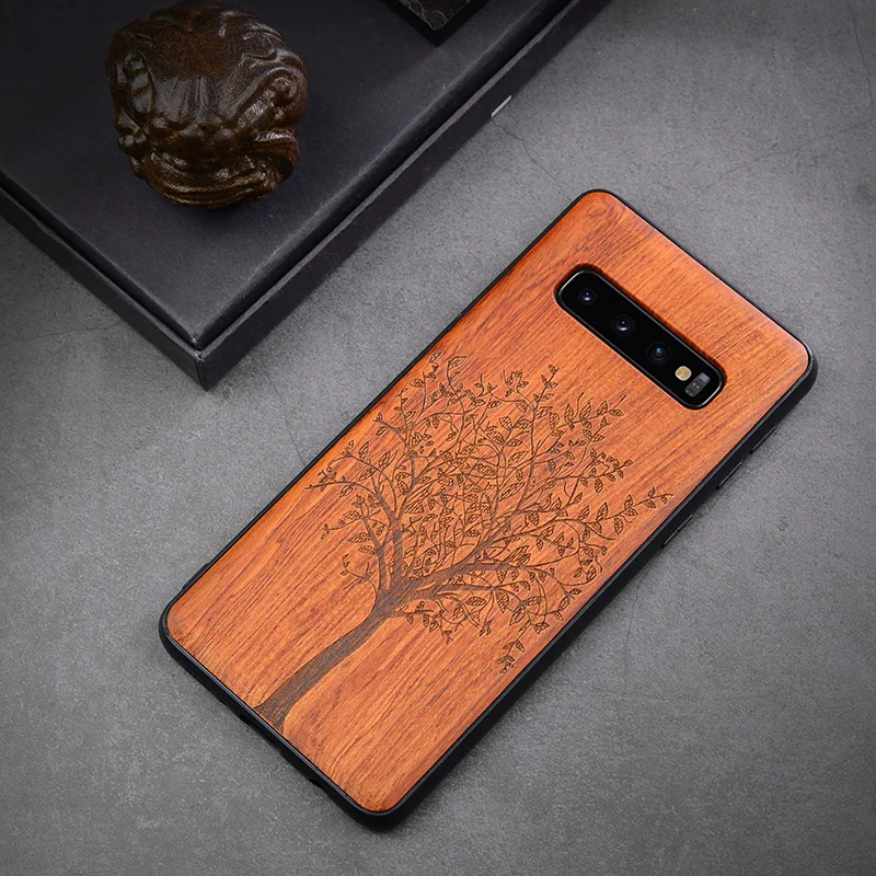 Деревянный ящик для samsung Galaxy S10 S9 Plus Note 10 Plus Note 8 9 деревянный ТПУ чехол для мобильного телефона s Coque резьба на заказ задняя крышка