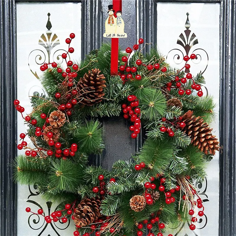 Colgador de guirnalda para puerta de Navidad, gancho para colgar en la parte delantera y trasera, adorno decorativo de hierro sobre la puerta, 3 piezas, 30cm-4