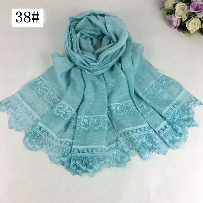 color 37 1 шт. цветочный кружевной простой модный шарф женский длинный шарф мусульманские платки хиджаб роскошные стильные шали и шарфы - Цвет: color 37
