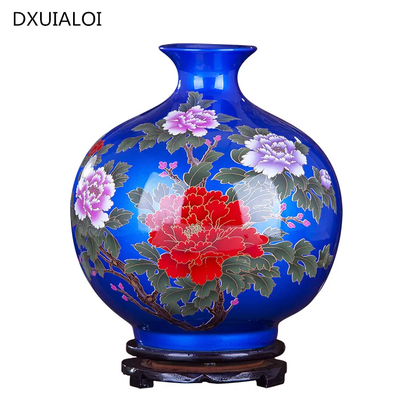 Домашний декор ваза в китайском стиле Цзиндэчжэнь желтая Хрустальная