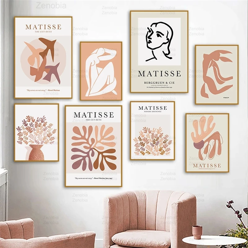 

Abstract Posters and Prints Matisse Line Girl Leaf Coral Bird Nordic Wall Art Canvas Painting Hd Pictures for Living Room Decor