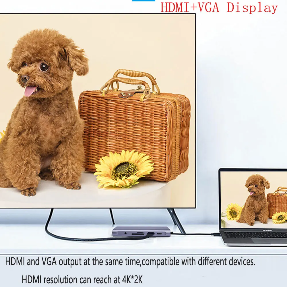 tebe 10 в 1 Тип C концентратор Разветвитель USB до 4K HDMI VGA RJ45 гигабит Ethernet док станция 3 5