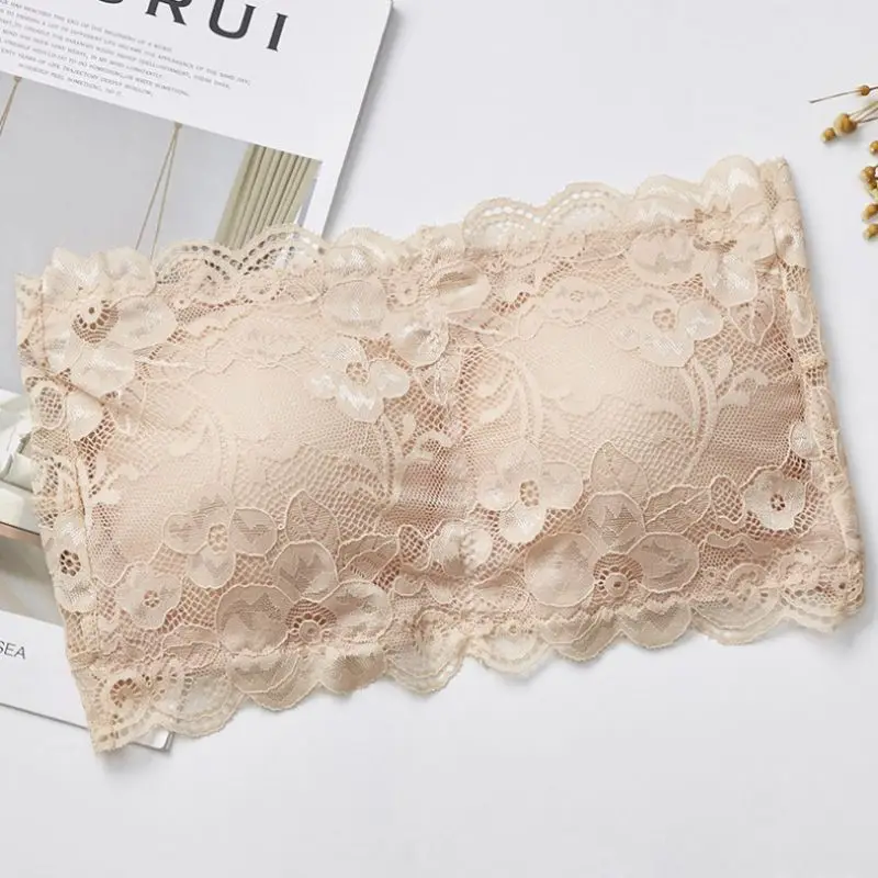 Женский кружевной бюстгальтер сексуальный однотонный без косточек собранное