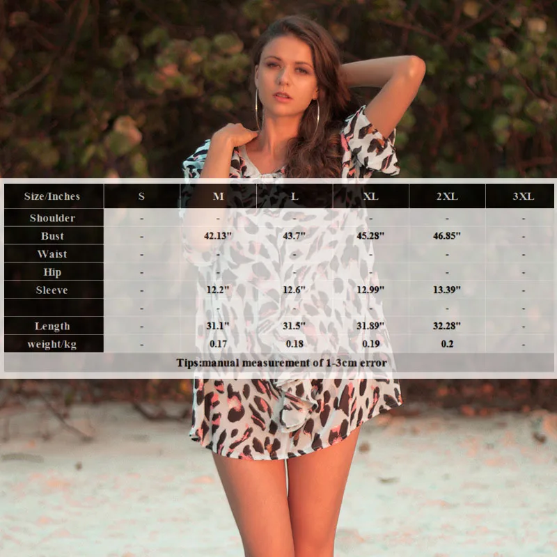 Женский купальный костюм Пляжное Платье с круглым вырезом леопардовое свободное