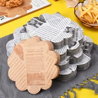 500pcs english newspaper printed oil absorbing flower lace round french fries burger pizza baking tray oiled papers