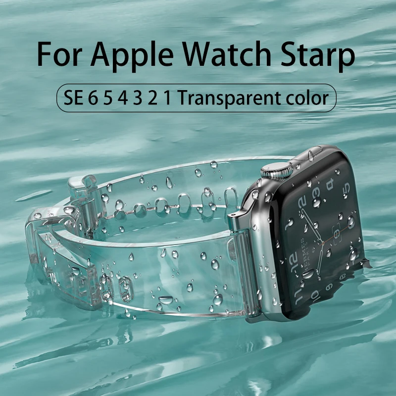 

Silicone Watch Band for Apple Watch Series 6 SE 5 4 42mm 44mm Transparent See Light Change Color Strap 38m 40mm for iWatch 3 2 1