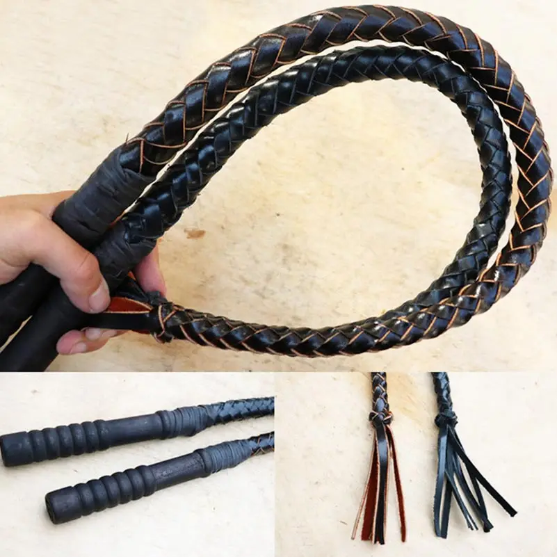 

70CM 80CM Hand Made Braided Riding Whips Horse Riding Equipment Racing Bull Leather Wood handle Equestrian Horse Whip