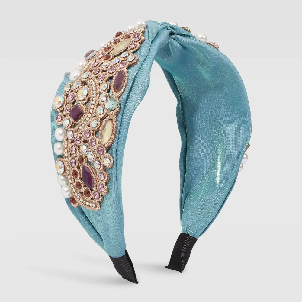 

New Bohemian luxuriant cloth art hairwear hoop personality set diamond imitation pearl lady hair accessories