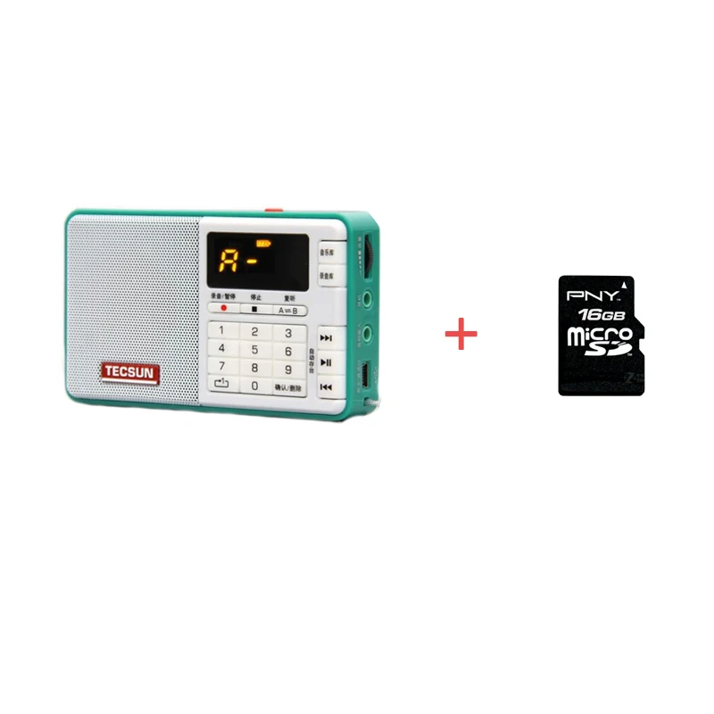 Green 16G TF card TECSUN Q3 радио карманный размер мини рекордер с 16G TF карта MP3 плеер FM стерео FM 76-108 МГц - Цвет: Green 16G TF card