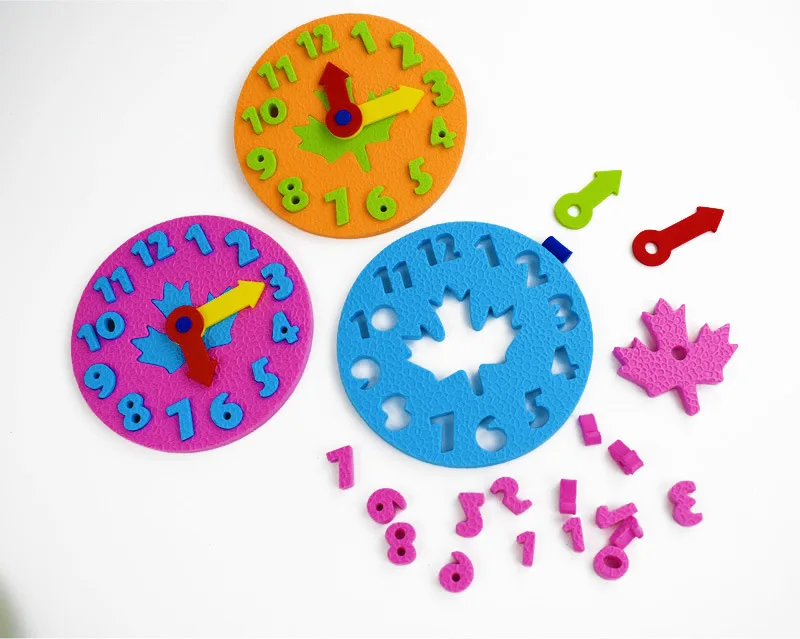 1 Piece Kids DIY Eva Clock Learning Education Toys Fun Jigsaw Puzzle Game for Children 3-6 Years Old