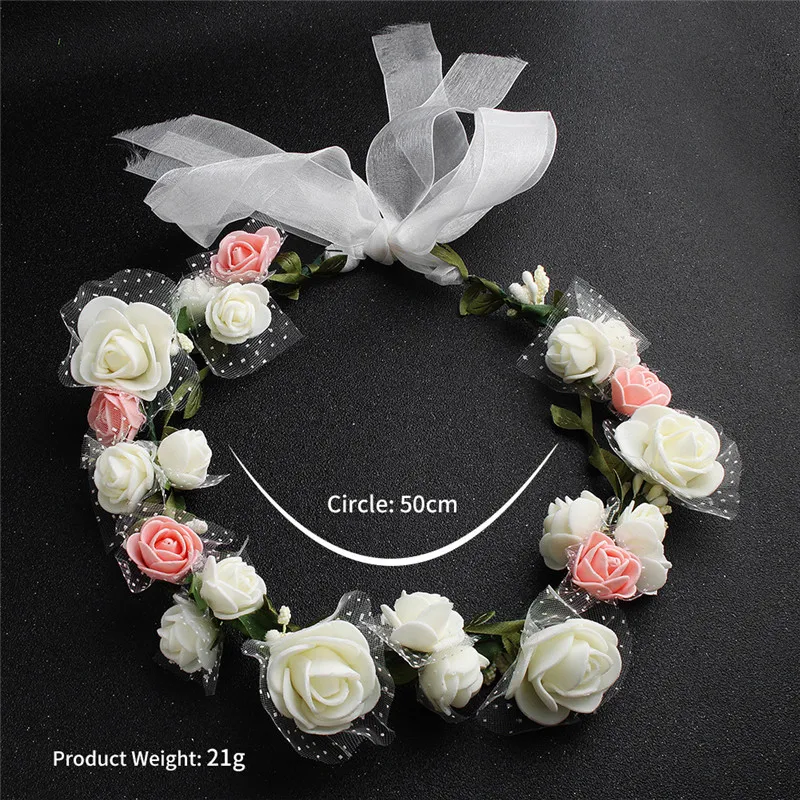 

Women Bezel Flowers Head Girls Flower Crown Wreath Wedding decoration Bridal Hair Accessories Double Foam Rose Floral Headband