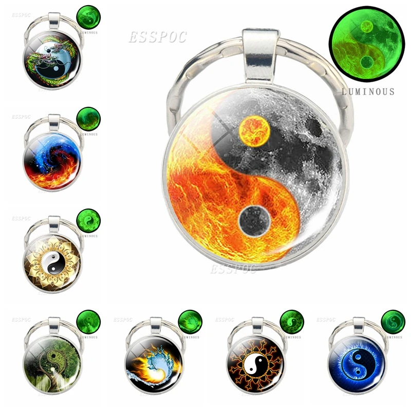 Ночная свечение Тай Чи брелок искусство Инь Ян Изображение Стекло кулон