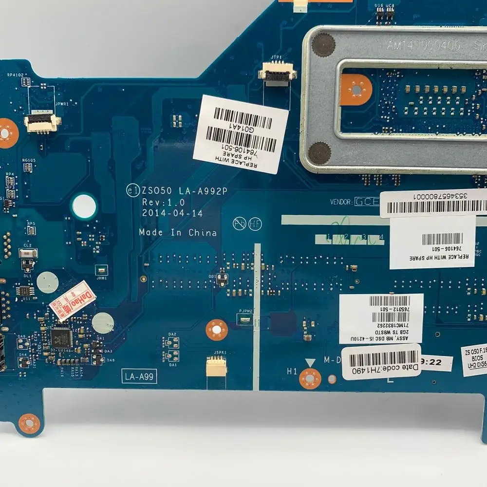 

(Support Touch) FOE HP PAVILION 15-R 250 G3 Laptop motherboard 764106-501 ZS050 LA-A992P With i5-4210U GT820M 2GB 100% TEST ok