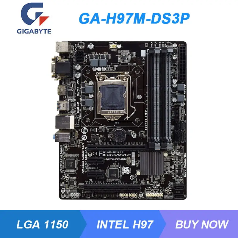 GA-H97M-DS3P  Gigabyt LGA 1150 Intel H97      DDR3 USB3.0 PCI-E X16 ATX Core i7/i5/i3/Pentium/ Celeron