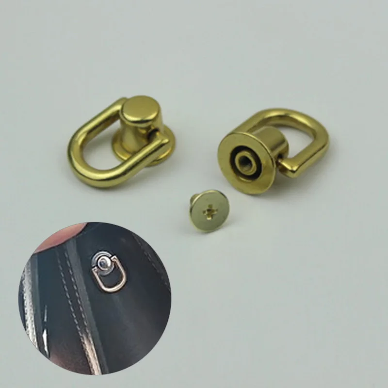 1Pcs Metal D Ring Round Head Stud Screwback Craft Bag Buckle Tongs Snap Hook With Screws For DIY Parts Accessories - купить по