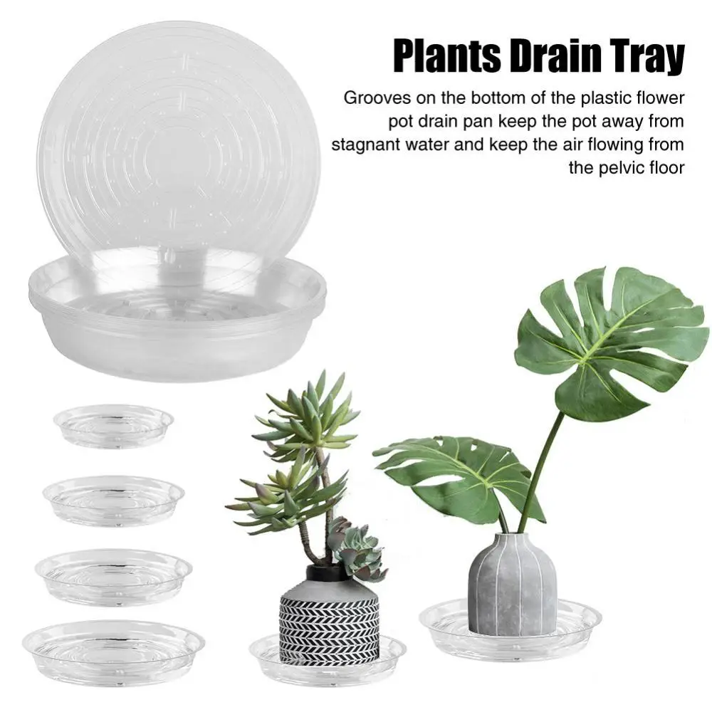 

24Pcs Transparent Plastic Indoor Plant Flower Saucers Cushions with Labels Tags