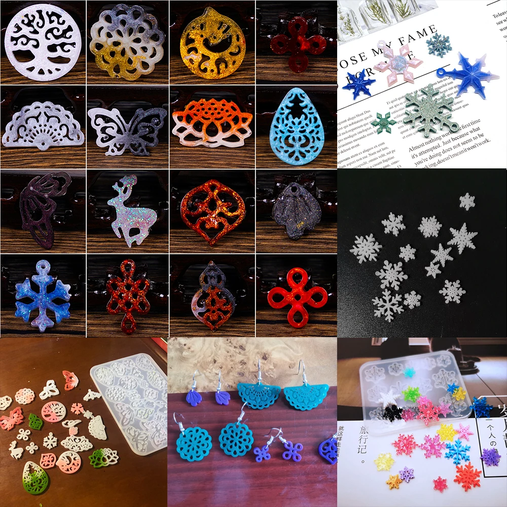 

1pcs Snowflake Butterfly Letter Silicone Mold Necklace Earring Pendant Key Chain Epoxy Resin Mould For DIY Jewelry Making Tools