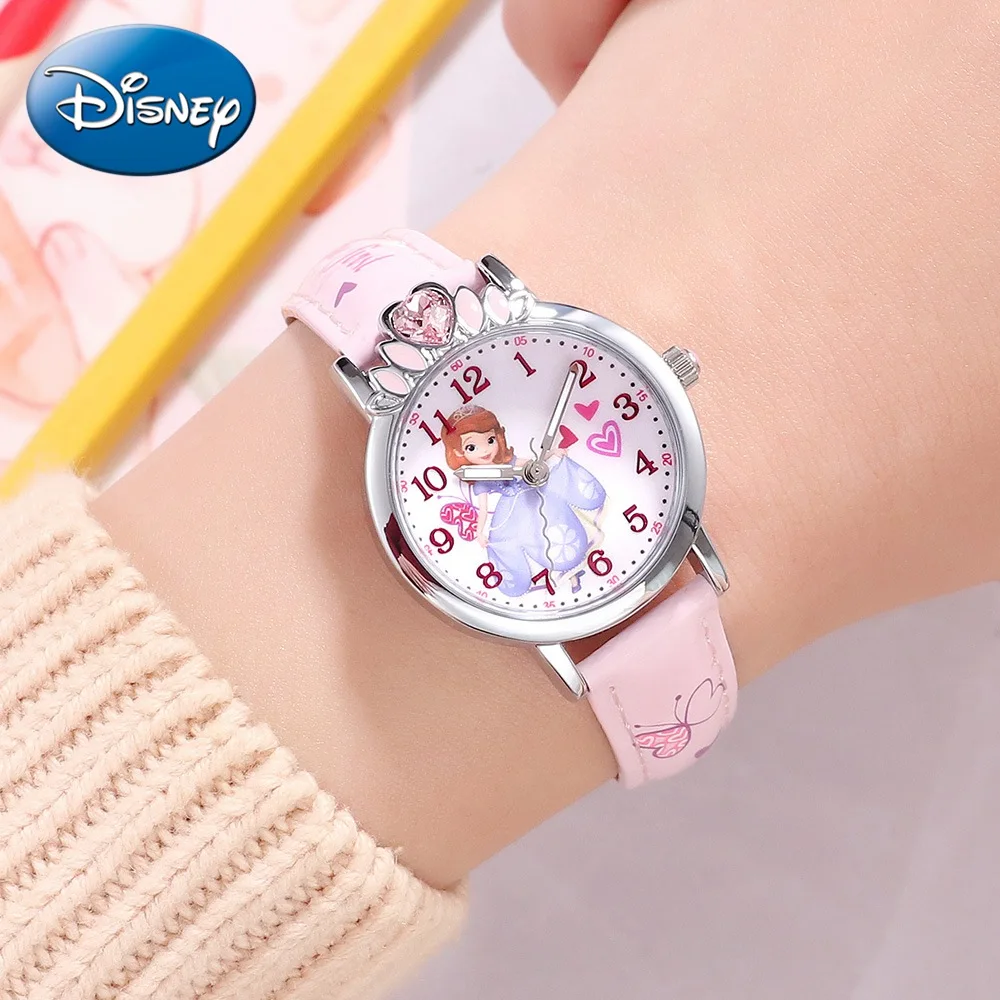 

Disney Princess Series Pretty Sofia Girls PU Band Waterproof Fashion Casual Quartz Watch Lovely Child Beautiful Clock Gift Pink