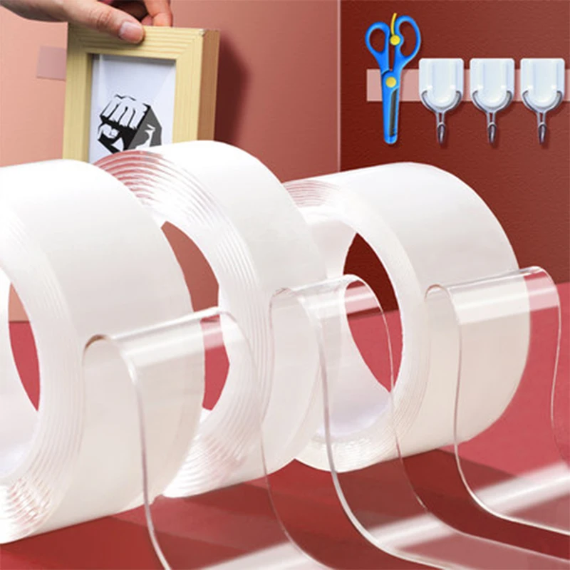 Двухсторонняя моющаяся нано лента 1 м/3 м/5 м прочная шотландская прозрачная супер